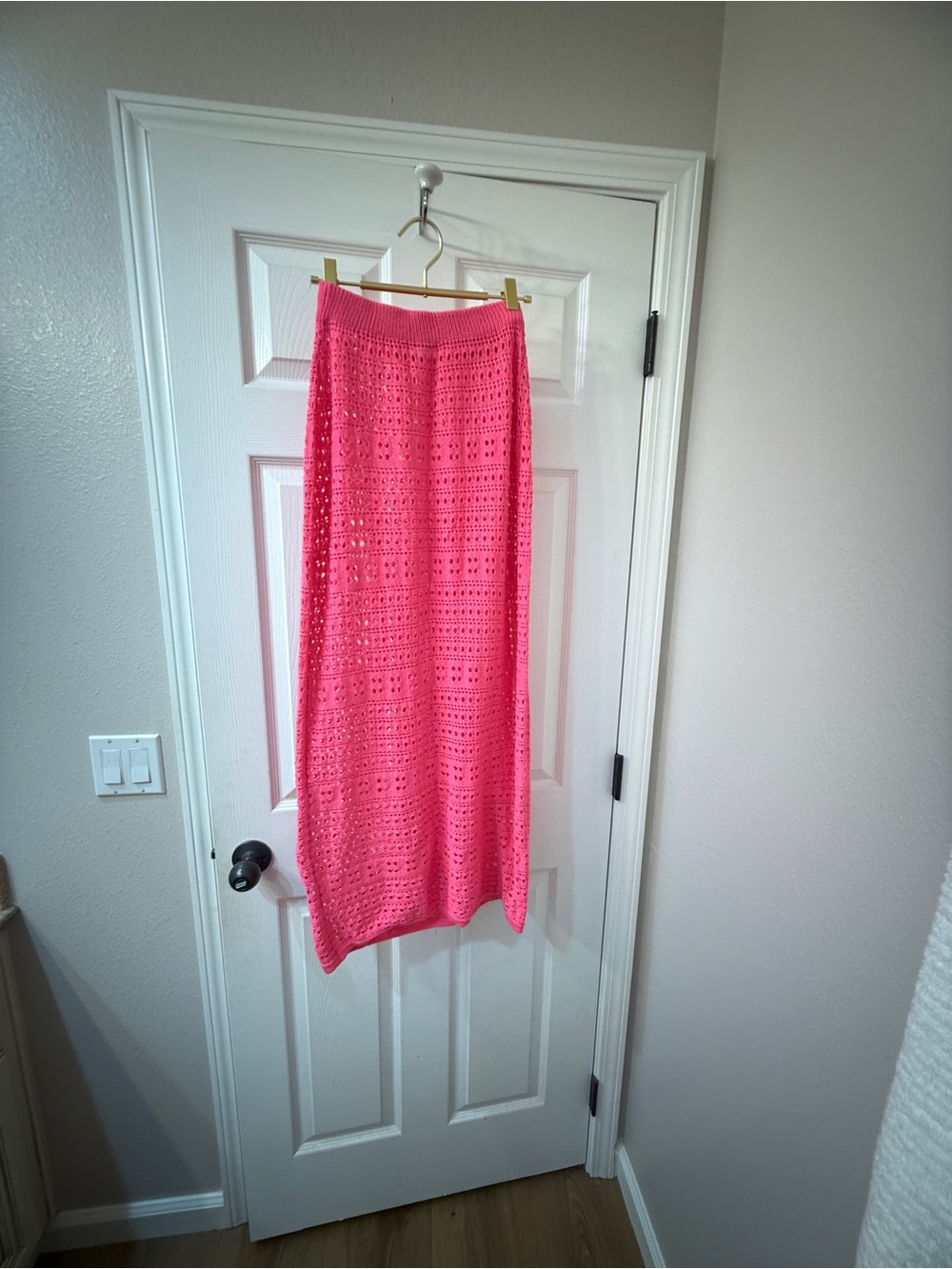 Women's Pink Crochet Maxi Skirt